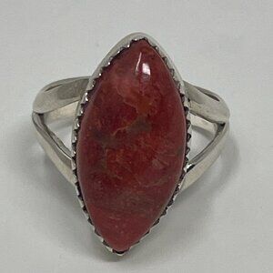 Sterling Silver Marquise Orange Stone Ring